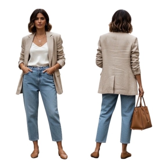 Toteme Toury Classic Cut High-Rise Tapered Cropped Jeans - Light Wash Size 27 - Picture 3 of 9